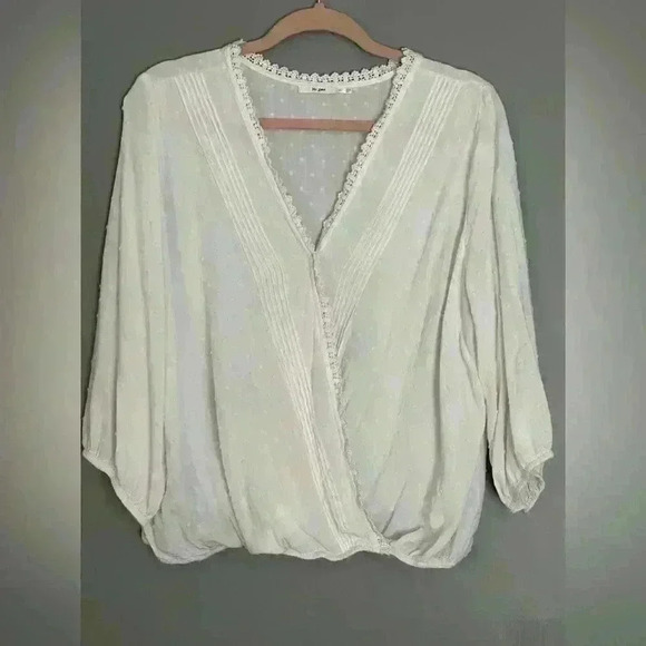 Francesca's Destiny Swiss Dot Wrap Blouse (N4) - Picture 3 of 8